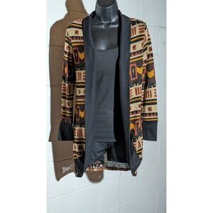 Rue 21 Geometric Aztec Print Cardigan Sweater Open Front Knit Long Sleeve Medium
